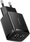 BASEUS ŁADOWARKA SIECIOWA Baseus Compact Charger CCXJ010201 10.5W 2x USB-A CZARNA
