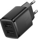 BASEUS ŁADOWARKA SIECIOWA Baseus Compact Charger CCXJ010201 10.5W 2x USB-A CZARNA