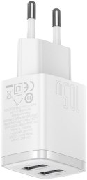 BASEUS ŁADOWARKA SIECIOWA Baseus Compact Charger CCXJ010202 10.5W 2x USB-A BIAŁA