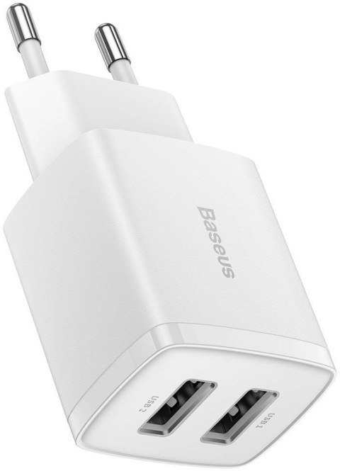 BASEUS ŁADOWARKA SIECIOWA Baseus Compact Charger CCXJ010202 10.5W 2x USB-A BIAŁA