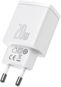 BASEUS ŁADOWARKA SIECIOWA Baseus Compact Quick Charger CCXJ-B02 20W 1x USB-A 1x USB-C PD 3.0 QC 3.0 BIAŁA