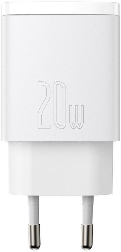 BASEUS ŁADOWARKA SIECIOWA Baseus Compact Quick Charger CCXJ-B02 20W 1x USB-A 1x USB-C PD 3.0 QC 3.0 BIAŁA
