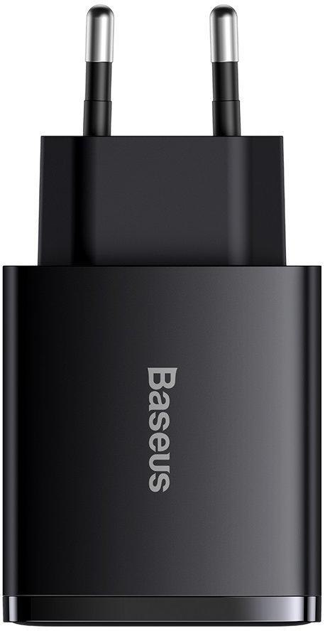 BASEUS ŁADOWARKA SIECIOWA Baseus Compact Quick Charger CCXJ-E01 30W 2x USB-A 1x USB-C PD 3.0 QC 3.0 CZARNA