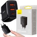 BASEUS ŁADOWARKA SIECIOWA Baseus Compact Quick Charger CCXJ-E01 30W 2x USB-A 1x USB-C PD 3.0 QC 3.0 CZARNA