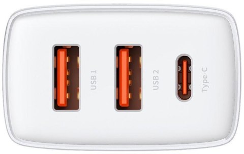 BASEUS ŁADOWARKA SIECIOWA Baseus Compact Quick Charger CCXJ-E02 30W 2x USB-A 1x USB-C PD 3.0 QC 3.0 BIAŁA