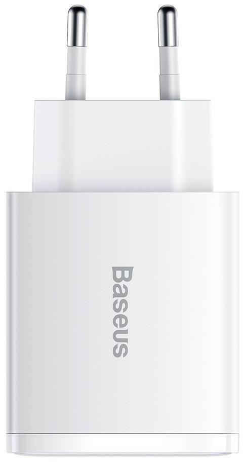 BASEUS ŁADOWARKA SIECIOWA Baseus Compact Quick Charger CCXJ-E02 30W 2x USB-A 1x USB-C PD 3.0 QC 3.0 BIAŁA
