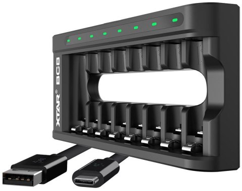 XTAR Ładowarka do akumulatorów cylindrycznych Li-ion 1,5V / Ni-MH AA / AAA Xtar BC8