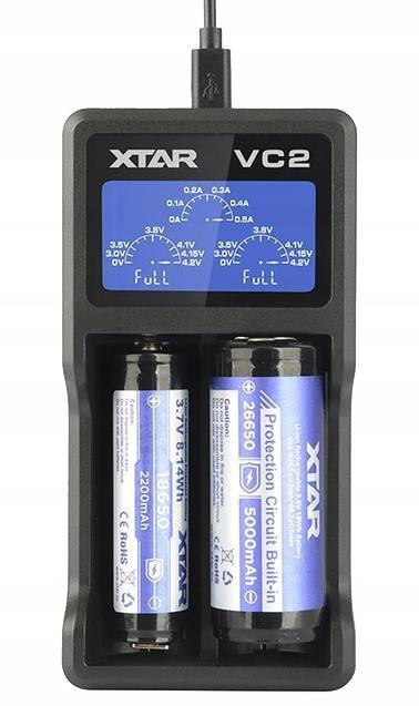XTAR Ładowarka do akumulatorów cylindrycznych Li-ion / Ni-MH AA / AAA / 18650 Xtar VC2