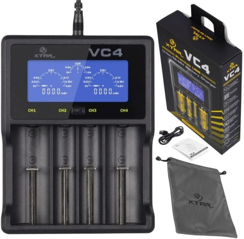 XTAR Ładowarka do akumulatorów cylindrycznych Li-ion / Ni-MH AA / AAA / 18650 Xtar VC4