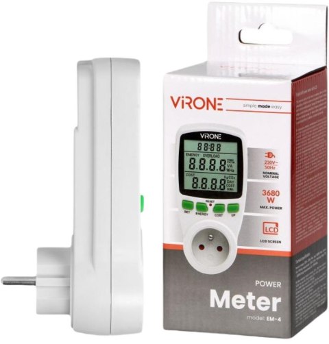 VIRONE Watomierz jednotaryfowy, kalkulator energii VIRONE EM-4
