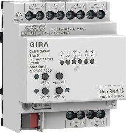 GIRA GIRA aktor przekaźnikowy/żaluzjowy 6x/3x 16 A standard KNX ONE 502300
