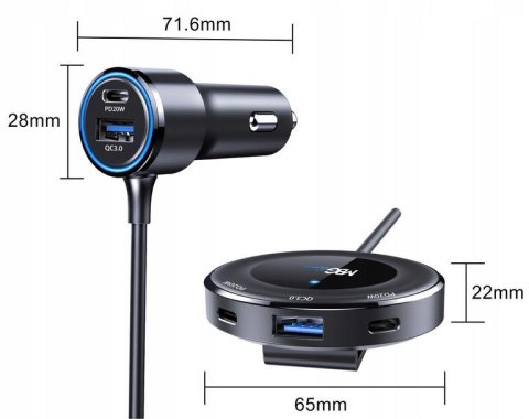 MBG ROZDZIELACZ GNIAZDA ZAPALNICZKI ŁADOWARKA USB PD C78 Pro