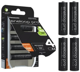PANASONIC Akumulatorki R6 / AA Panasonic Eneloop PRO 2500mAh Ni-MH BK-3HCDE/4BE (blister 4 szt.)