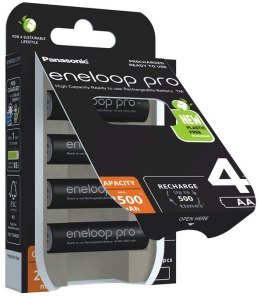 PANASONIC Akumulatorki R6 / AA Panasonic Eneloop PRO 2500mAh Ni-MH BK-3HCDE/4BE (blister 4 szt.)