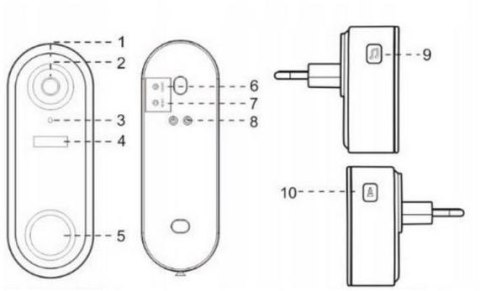 VIRONE BEZPRZEWODOWY DZWONEK Z KAMERĄ WI-FI, TUYA VIRONE VDB-1