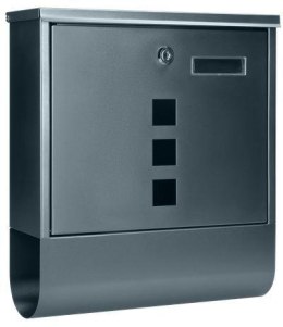 VIRONE Skrzynka na listy HAITI z gazetnikiem, wizytownikiem i okeinkami, antracyt