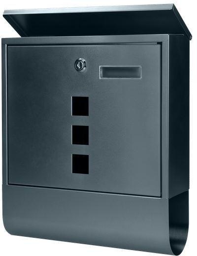 VIRONE Skrzynka na listy HAITI z gazetnikiem, wizytownikiem i okeinkami, antracyt