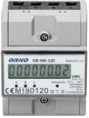 ORNO OR-WE-520 ORNO 3-fazowy licznik energii elektrycznej, 80A, MID, 3 moduły, DIN TH-35mm