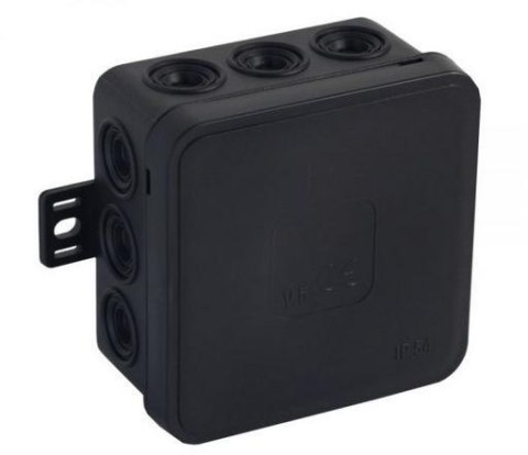 VIPLAST Puszka natynkowa pusta 12 wlotów VIPLAST V5 klik CZARNA IP54 75x75x41mm 035-05