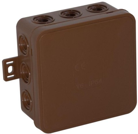 VIPLAST Puszka natynkowa pusta 12 wlotów VIPLAST V6 klik BRĄZOWA IP54 85x85x41mm 036-02