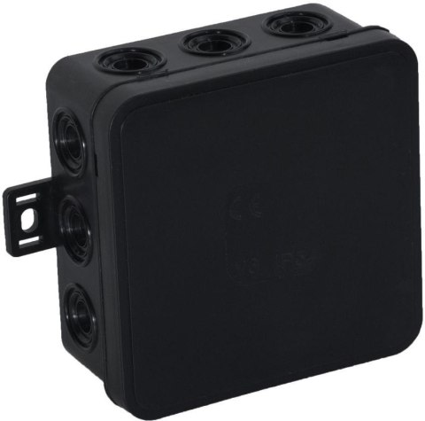 VIPLAST Puszka natynkowa pusta 12 wlotów VIPLAST V6 klik CZARNA IP54 85x85x41mm 036-05