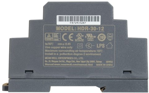 MEAN WELL ZASILACZ IMPULSOWY NA SZYNĘ DIN MEAN WELL HDR-30-12 12V/30W/2A