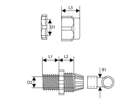 TRYTYT Dławica kablowa z gwintem PG-9 jasnoszary (1szt.)