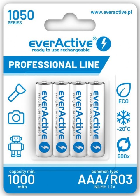 EVERACTIVE Akumulatorki AAA / R03 Ni-MH everActive 1050mAh Proffesional Line (box 4 szt.)
