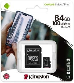 KINGSTON Karta pamięci microSD Kingston Canvas Select Plus microSDHC C10 UHS-I 64GB