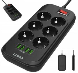 LDNIO Listwa zasilająca LDNIO SE6403 6 Gniazd + 4x USB Przedłużacz