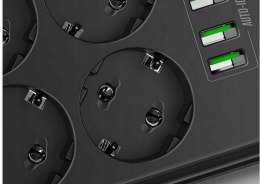 LDNIO Listwa zasilająca LDNIO SE6403 6 Gniazd + 4x USB Przedłużacz