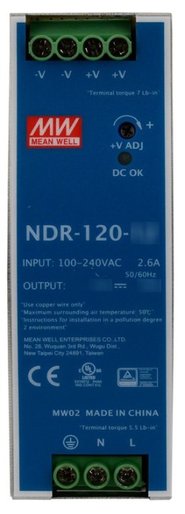 MEAN WELL ZASILACZ IMPULSOWY NA SZYNĘ DIN MEAN WELL NDR-120-48 48V/120W/2.5A