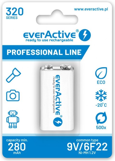 EVERACTIVE Akumulatorek 6F22 Ni-MH everActive 9V 320mAh Professional Line (1 szt.)