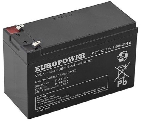 EUROPOWER Akumulator AGM EUROPOWER serii EP 12V 7,2Ah