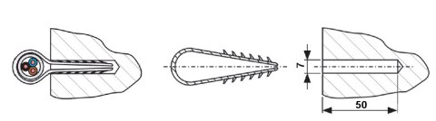 INNY-D MUROWY TRZYMAK KABLA OKRĄGŁEGO FI 6 DO 10mm 50szt.