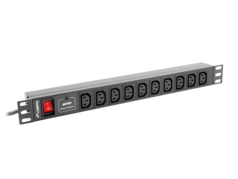 LANBERG LISTWA ZASILAJĄCA RACK PDU 1U 10A 10X IEC C13 2M CZARNA C14 Lanberg