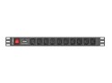 LANBERG LISTWA ZASILAJĄCA RACK PDU 1U 10A 10X IEC C13 2M CZARNA C14 Lanberg